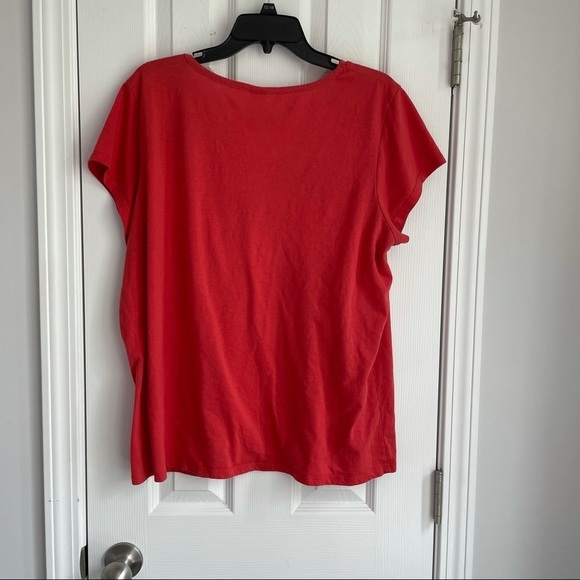 Unbranded Red Orange Crochet V-Neck Tee - Picture 4 of 7